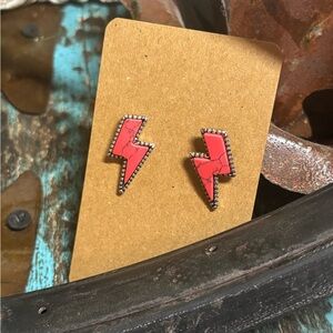 Red Lightning Bolt Earrings
